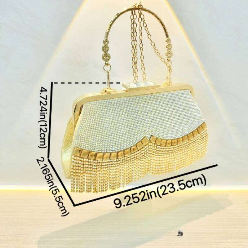 New tassel rhinestone bag evening dress banquet handbag celebrity diagonal handheld dinner dia encrusted bags