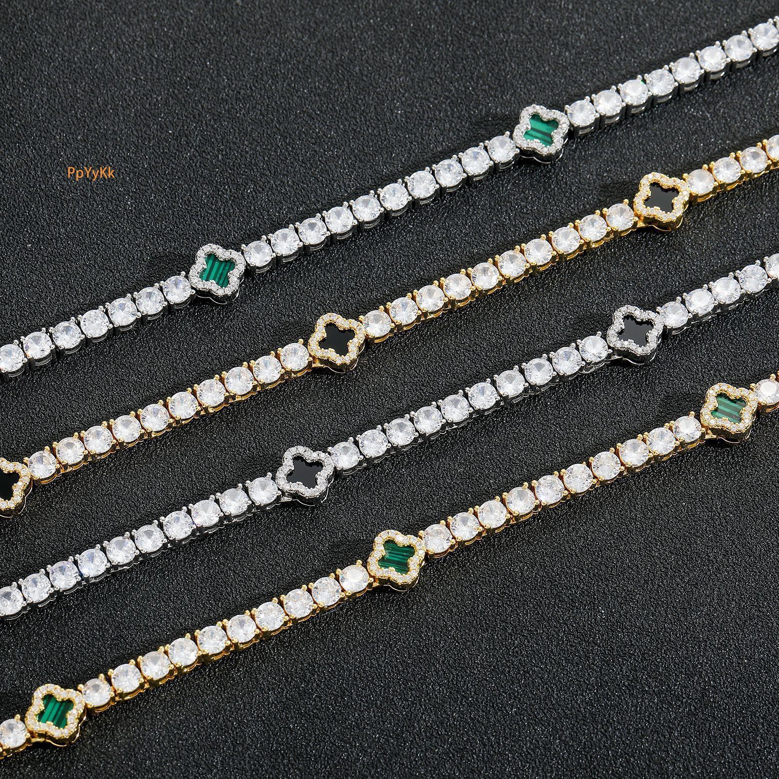 Luxury Jewelry Clover Iced Out Tennis Chain Necklace Women's Premium Choker Accessory New High Quality Pass the diamond tester