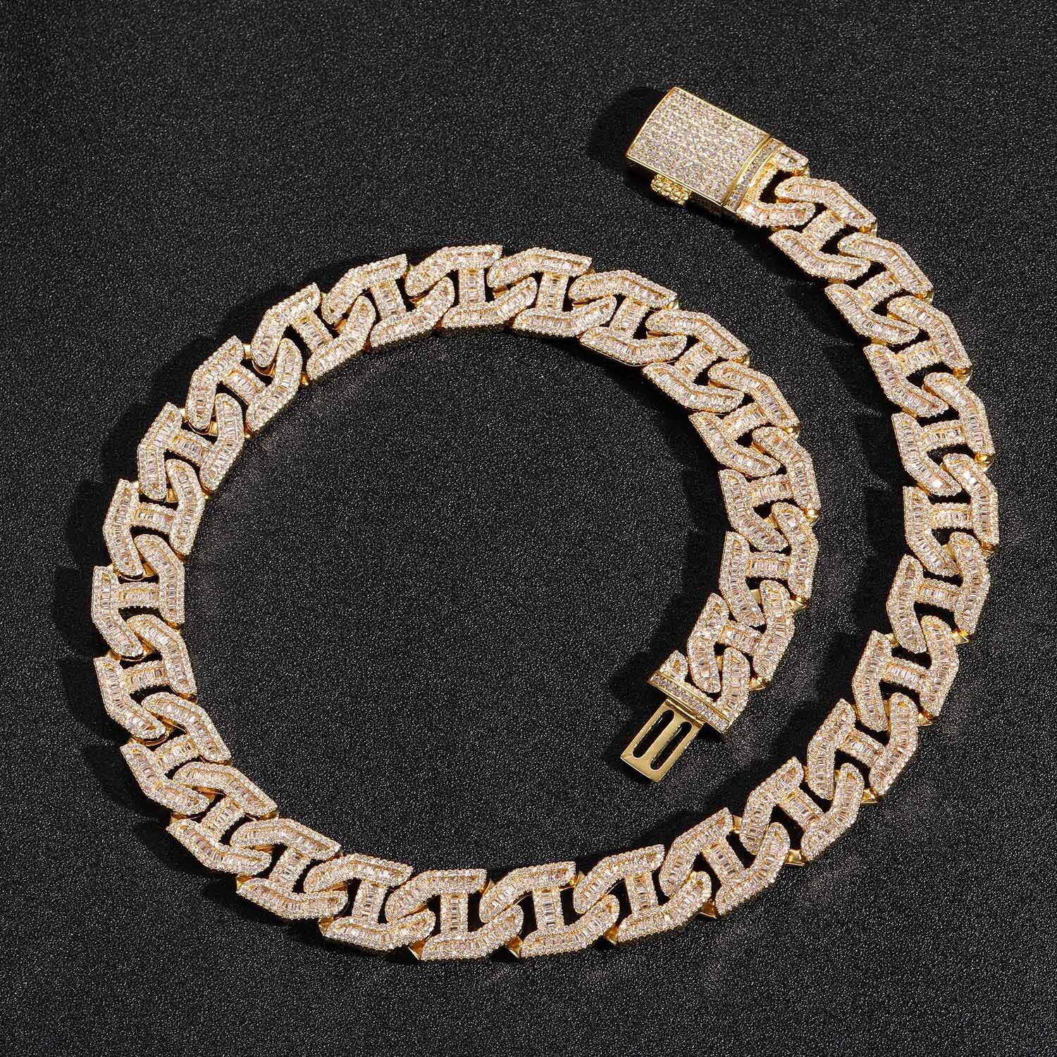 Hip Hop 17mm Iced Out Lock Clasp Box Chain Necklace Men's Moissanite Luxury Stylish Bling Pass the diamond tester