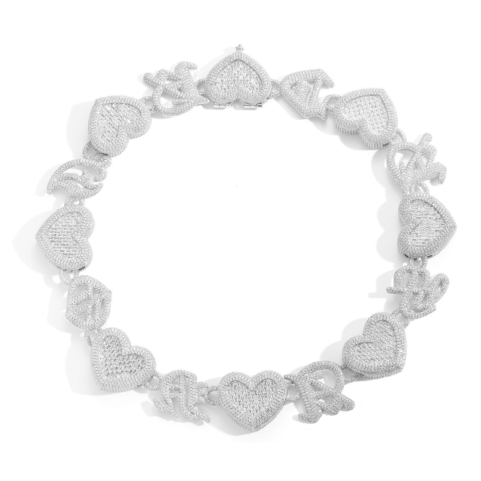 Top Moissanite New Heart Letter Necklace Heavy Iced Out Large Hip Hop Trendy Necklace Pass the diamond tester