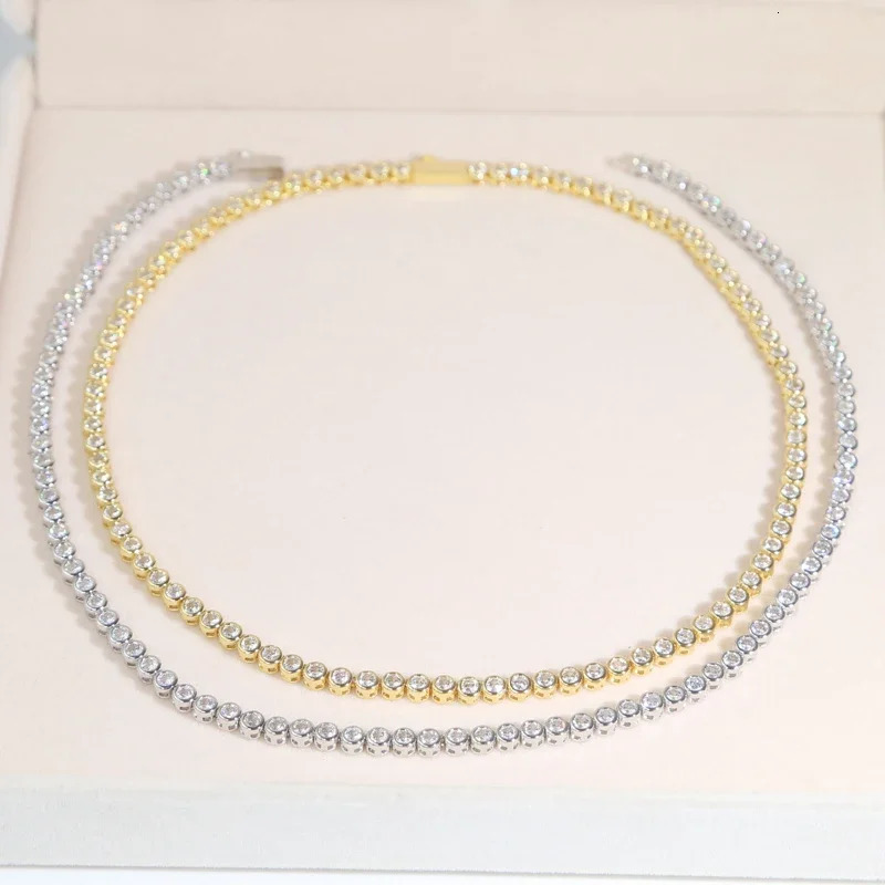 2023 Geometric Round Bezel Setted 5A Cubic Zirconia CZ Tennis Chain Necklace Choker Wedding Gift Women Jewelry 250624