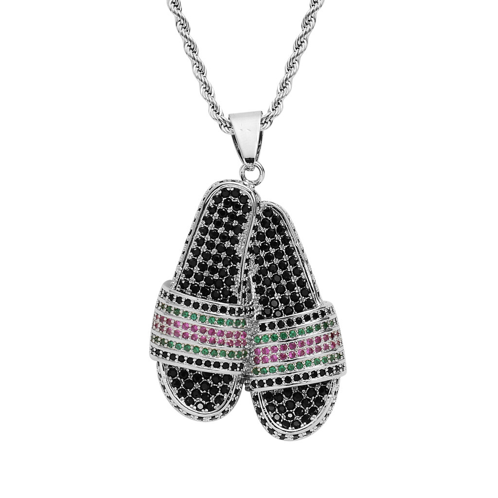 Iced Out Colorful Slipper Pendant Unique Moissanite Unisex Couple Hiphop Jewelry Pass the diamond tester