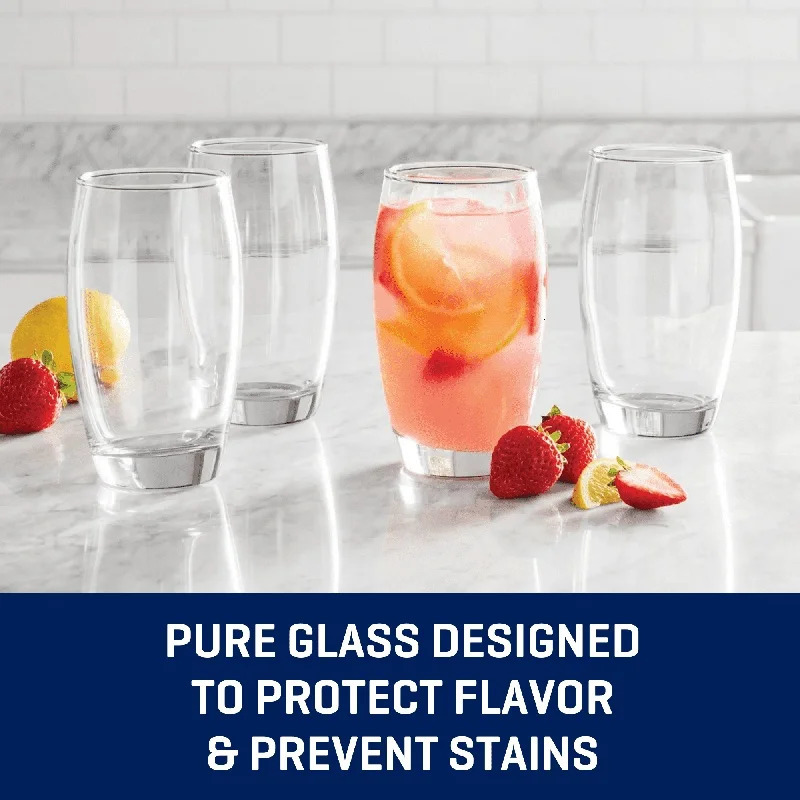 Ellendale Drinking Glass Set of 8 Heavy Base Clear Glassware Home Durable Dishwasher Safe Great Casual or Formal Use 250627