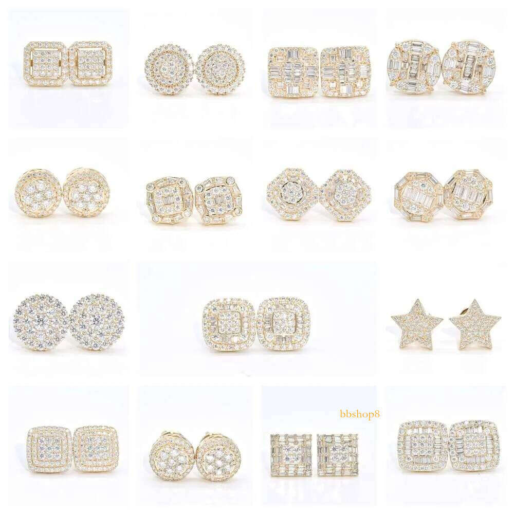 .25 0.5 1 2 4 5 Carat Moissanite Stud Iced Out Round Cut Screw Back Sier 10k 14k Gold Vvs Dia Fine Jewelry Earring