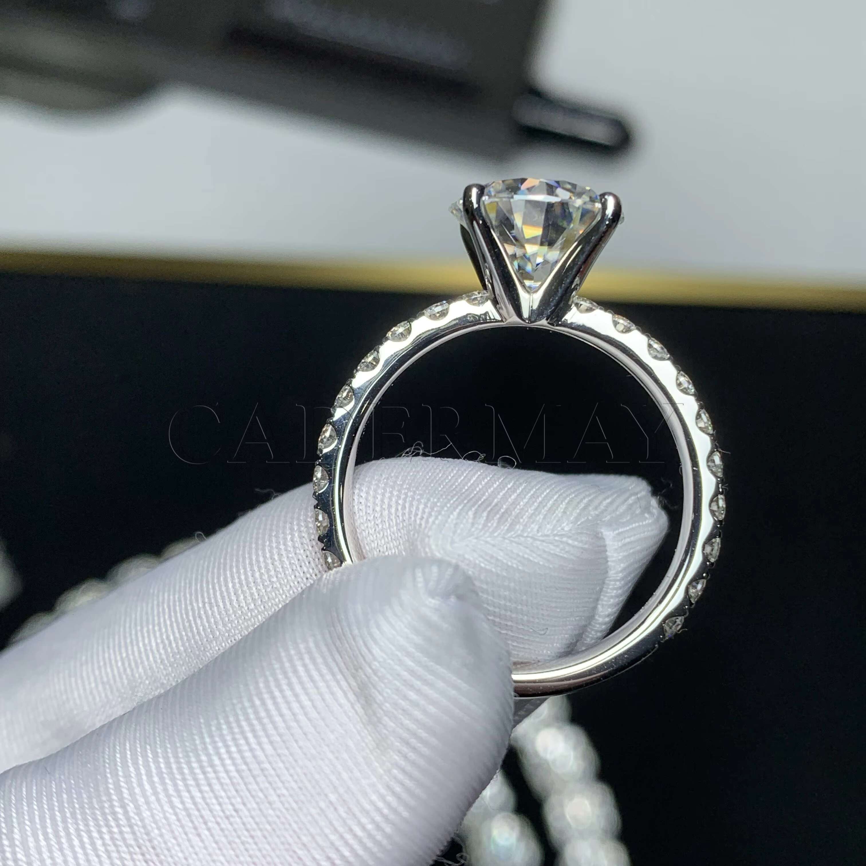 Luxury Moissanite Jewelry Round Elegant 14K Women Ring Big Rings Jewelry Women Vvs 10mm Moissanite Ring