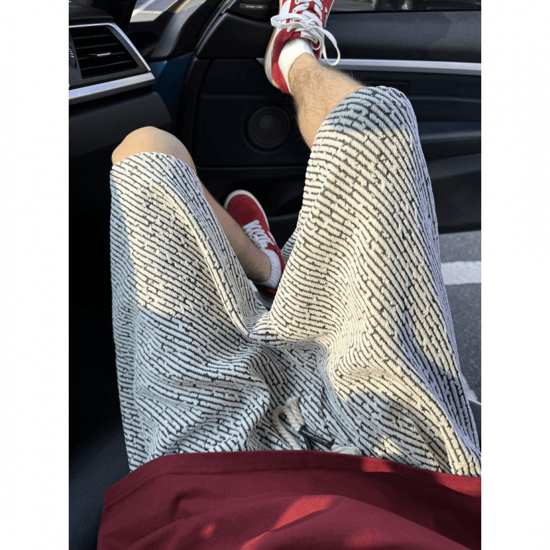 Black And White Small Fragrance Style Knitted Shorts For Summer Shorts Men, Summer Zebra Pattern Pants, Designer Pants High-end Loose Casual Sports Fi