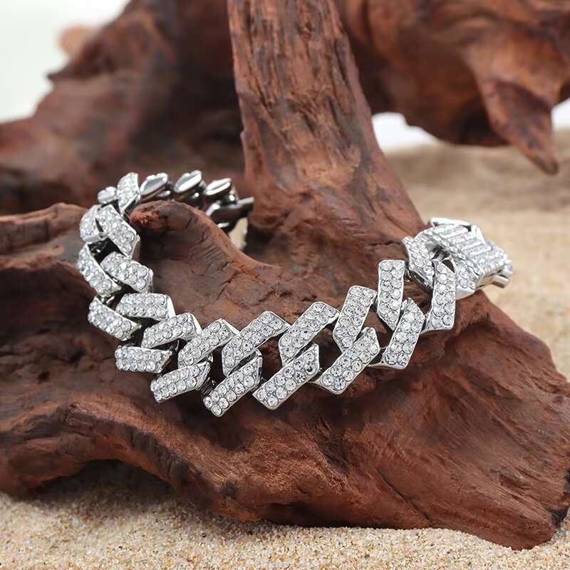 High Quality Hip-Hop Style Full Diamond Double Row Cuban Chain Fashion Jewelry Necklaces Men Women Europe America Style Body
