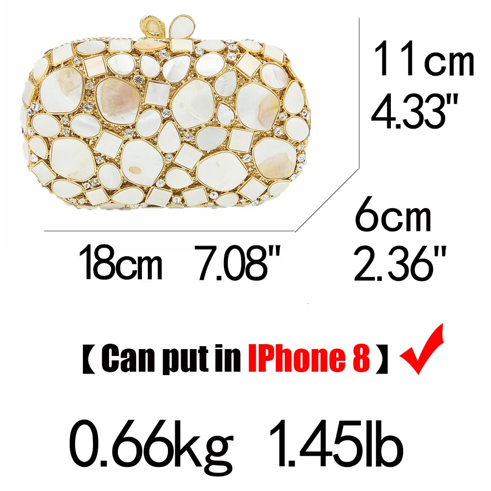 Boutique De FGG Natural Shell Women y Crystal Evening Bags Bridal White Wedding Clutch Bag Party Minaudiere Handbag Purse 250707