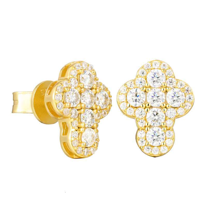 Cross-border S925 Silver Moissanite Earrings Flower Cross Earrings Niche High-end Sense Earrings Fashion Ear Jewelry In Stock