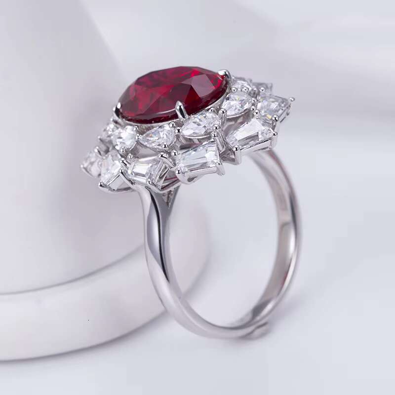 Messi Jewelry MSR-954 Lab Created Ruby S925 Oval Ring New Romantic Fashion Design Engagement Ring Wedding Band Classic Gift