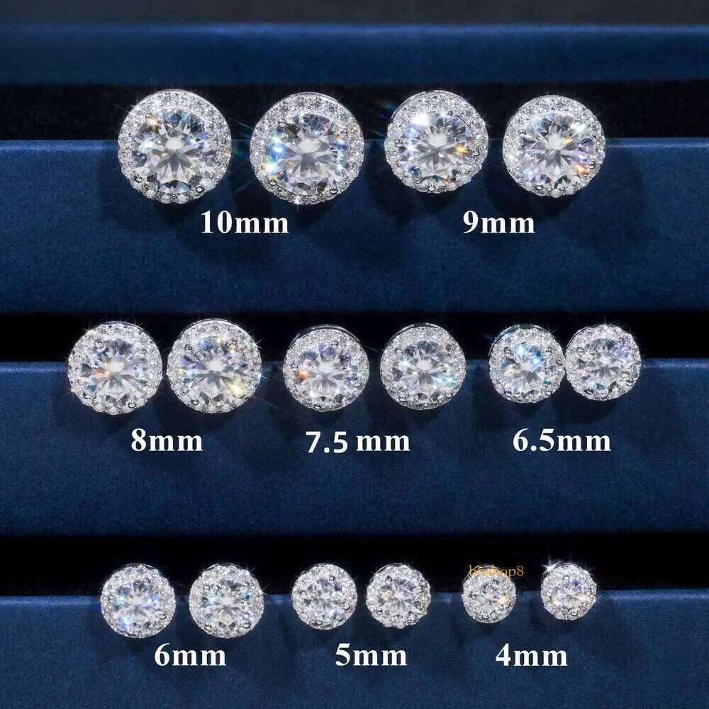 Hot Selling Hip Hop Style 6.5MM 8MM 9MM Sier Halo Moissanite