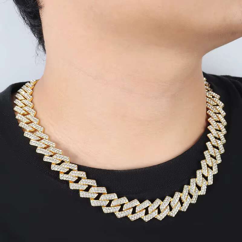 High Quality Hip-Hop Style Full Diamond Double Row Cuban Chain Fashion Jewelry Necklaces Men Women Europe America Style Body