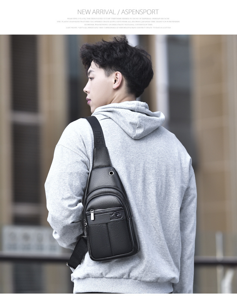 Free Shipping Designer Bag Men's Crossbody Bag Fashion Leather Chest Trendy Brand Backpack Luxury Large Capacity Shoulder Single
