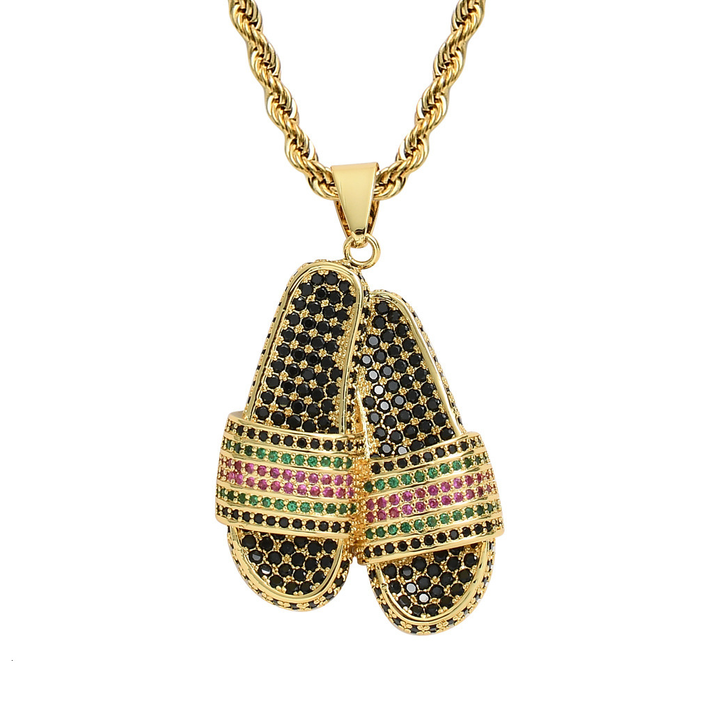 Iced Out Colorful Slipper Pendant Unique Moissanite Unisex Couple Hiphop Jewelry Pass the diamond tester