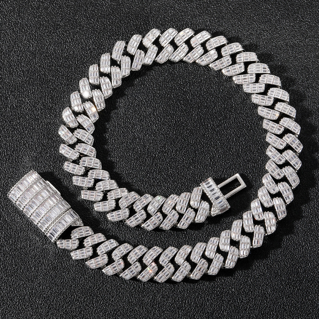Bold 17MM Moissanite Diamond Cut Cuban Link Chain with Flip Clasp Men's Hip Hop Necklace Personalized Hip Hop Iced Out Premium Quality Accessory