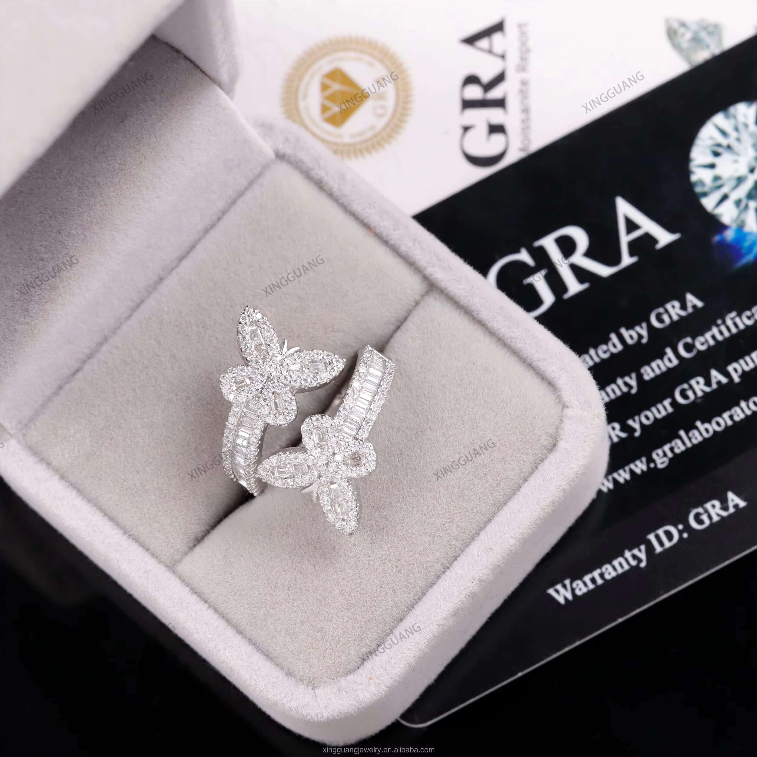 XG RTS Pass Diamond Tester Fine Jewelry Rings High Quality VVS Moissanite Rings butterfly 925 Silver Diamond Rings for Woman Man