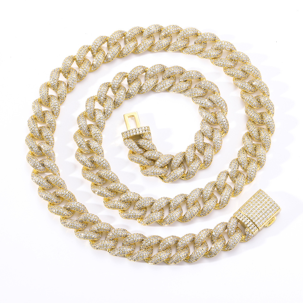 New Hip Hop 12mm Bubble Chain Heavy Iced Out Cuban Chain VVS Moissanite Bling Bling Necklace Pass the diamond tester