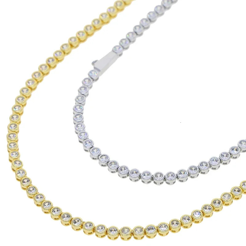 2023 Geometric Round Bezel Setted 5A Cubic Zirconia CZ Tennis Chain Necklace Choker Wedding Gift Women Jewelry 250624