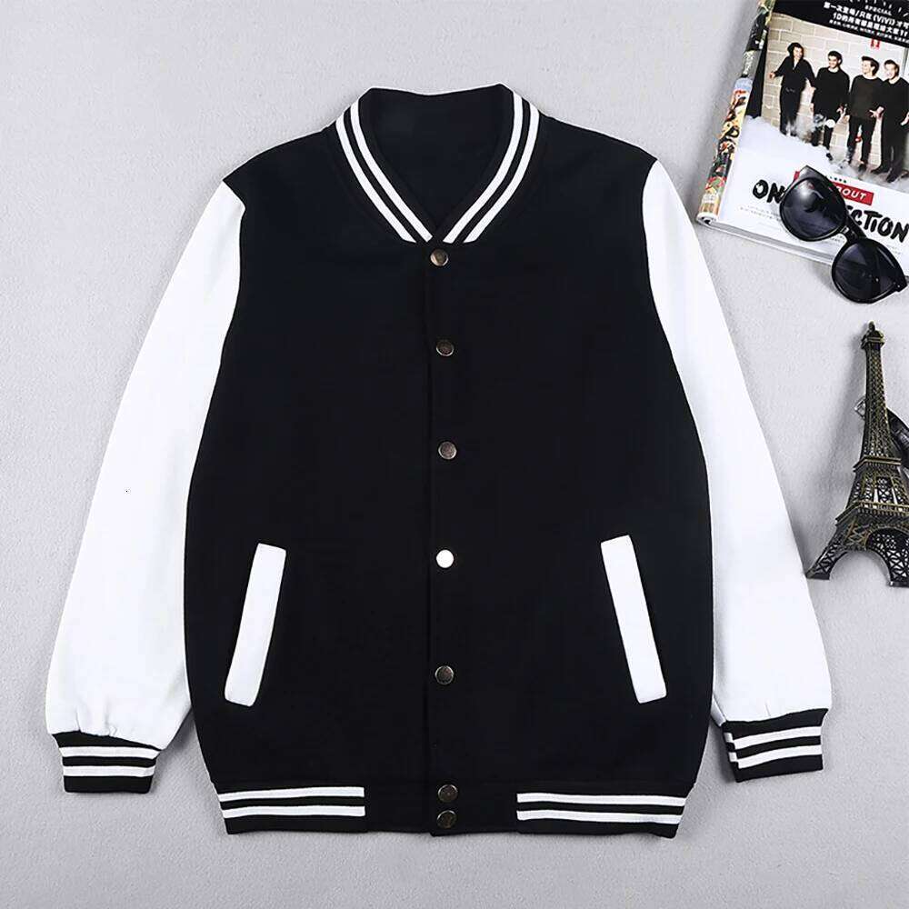 Designer Clothing Black White Solid Color Jacket Loose Oversized Casual Men Baseball Clothes Personality Street Coat Warm Fleece Jackets Fashion