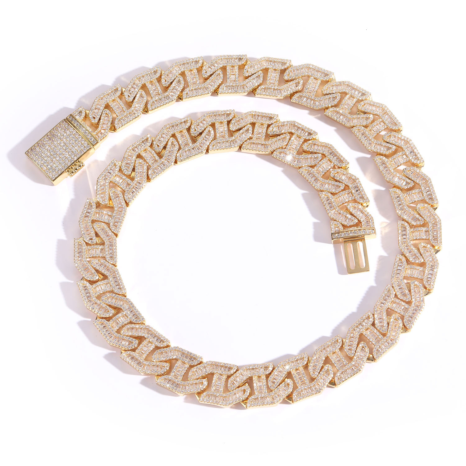 Hip Hop 17mm Iced Out Lock Clasp Box Chain Necklace Men's Moissanite Luxury Stylish Bling Pass the diamond tester