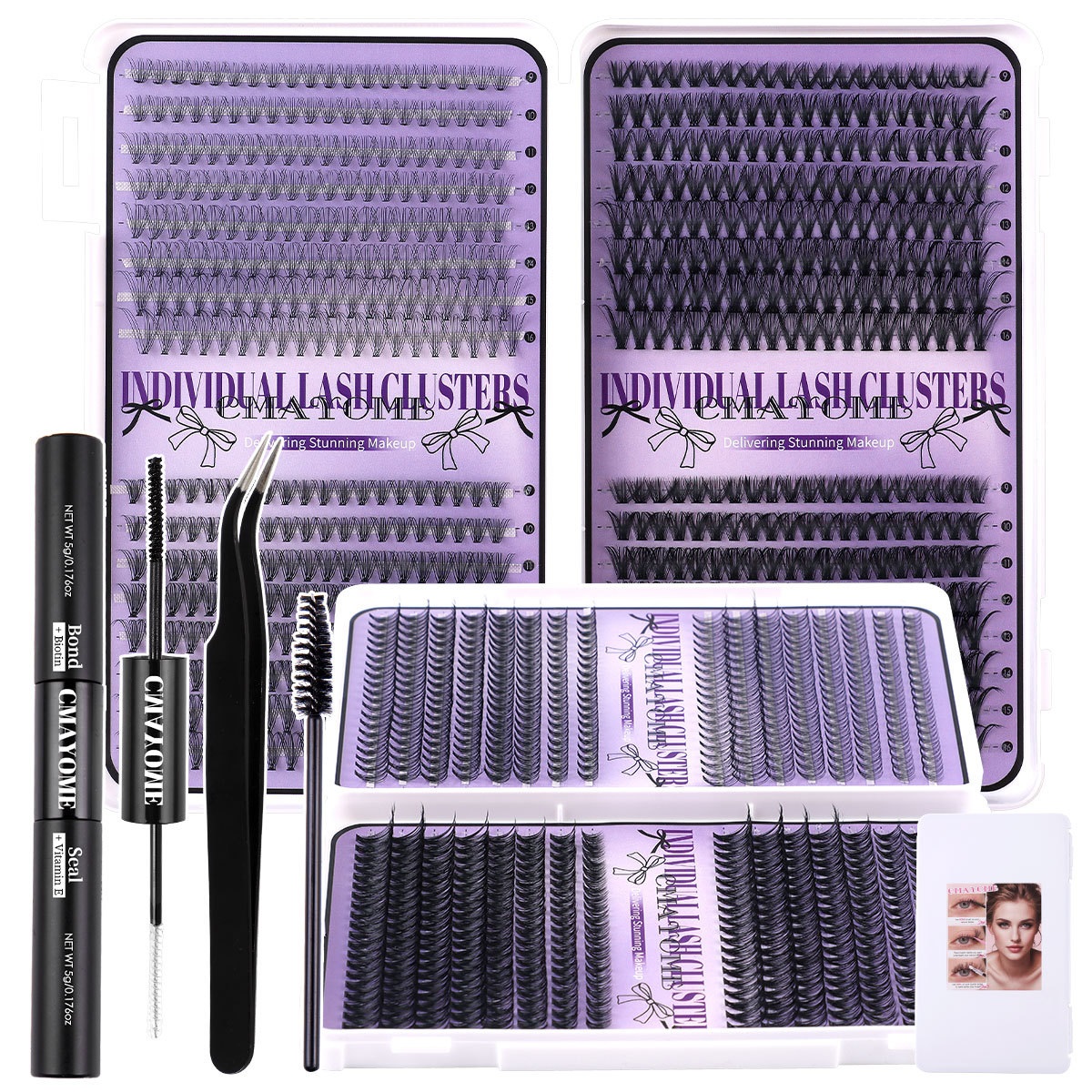 DIY Individual Eyelashes 640Pcs Cluster Lashes Kit with Lash Bond & Seal Handmade Reusable DIY Segmented Eyelash Extensions Grafted Lashes