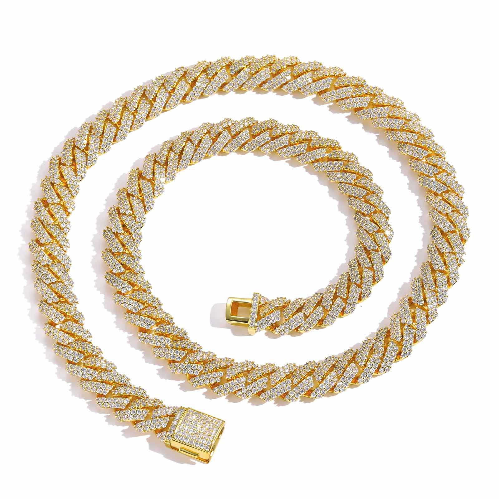 Luxury Jewelry Hip Hop 10mm Diamond Cut Cuban Link Chain Iced Out Men's Bling Bling Necklace Streetwear Trendy New Style Pass the diamond tester