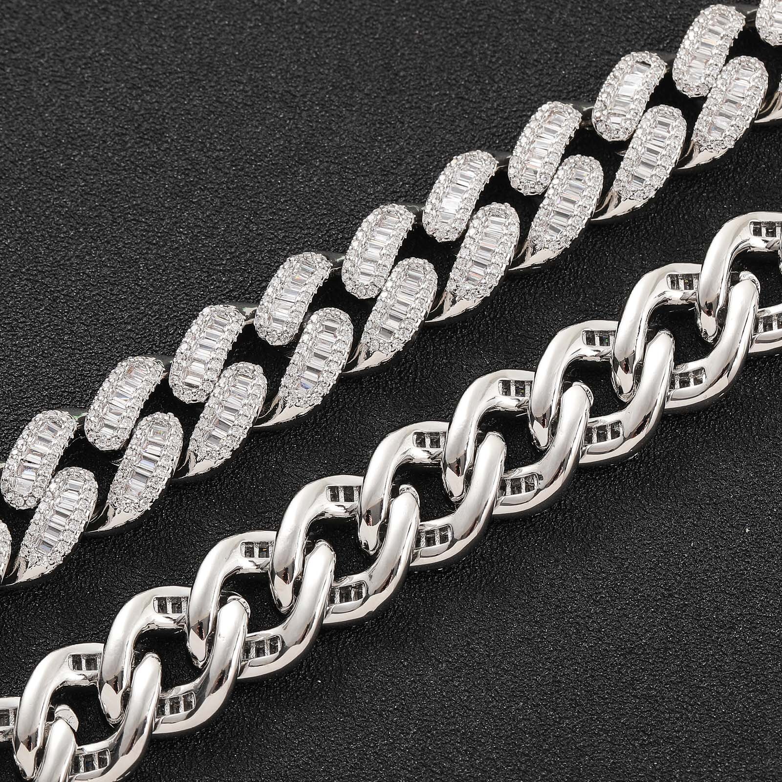 Luxury Jewelry Hip Hop 15mm VVS Moissanite Iced Out Miami Cuban Chain Necklace Pass the diamond tester