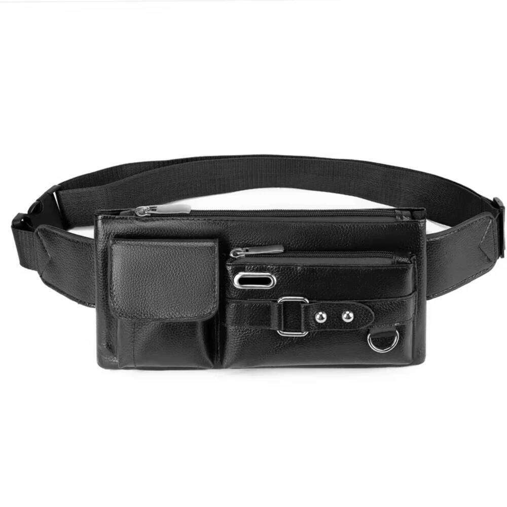 Trendy PU Leather Waterproof Waist Korean Lightweight Travel Casual Nylon Crossbody Bag