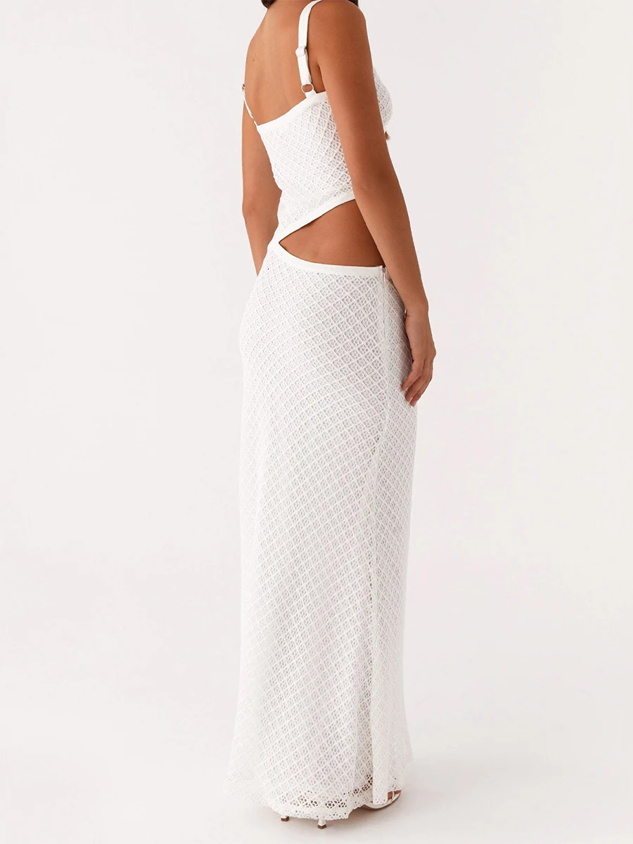 Elegant Women s Sleeveless Spaghetti Strap Bodycon Dress with Chic Hollow Out n and Fit Silhouette 250624