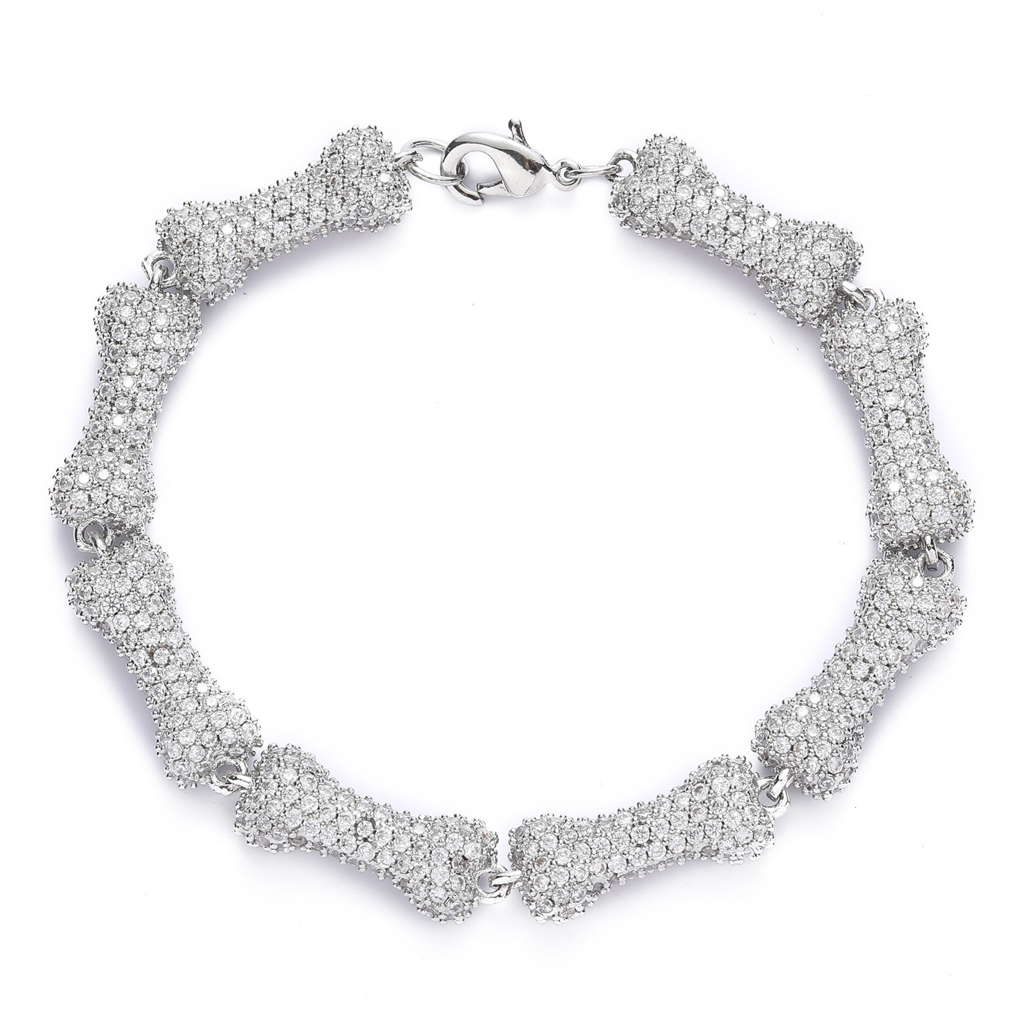 New Arrival Hip Hop 10MM Fully Iced Out Pink Bone Choker Unisex Hip Hop Moissanite High Quality Necklace Pass the diamond tester