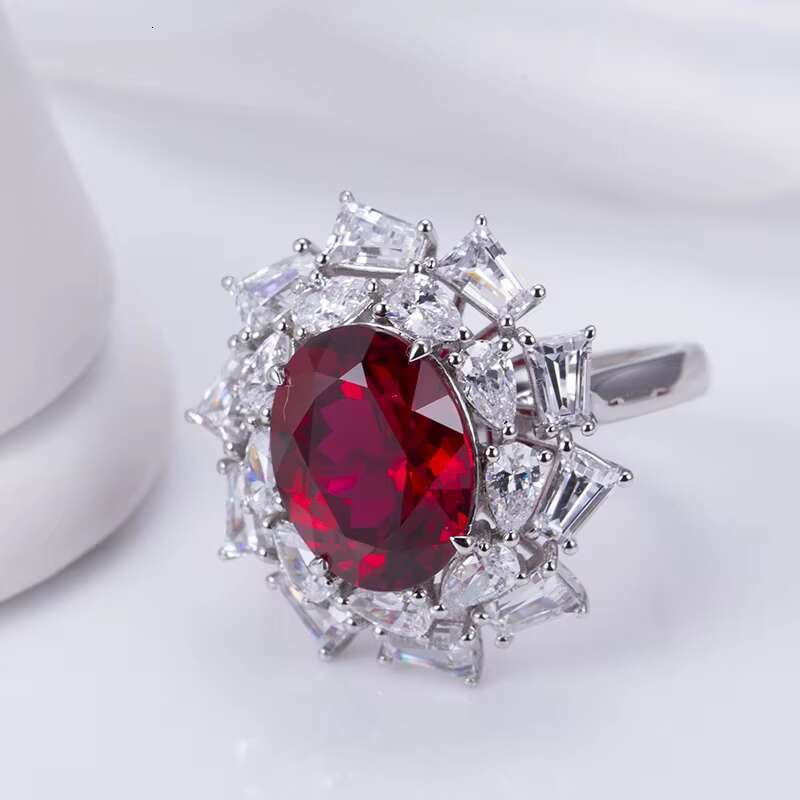 Messi Jewelry MSR-954 Lab Created Ruby S925 Oval Ring New Romantic Fashion Design Engagement Ring Wedding Band Classic Gift