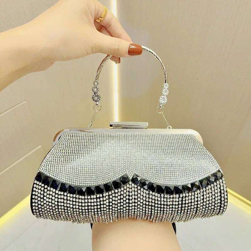 New tassel rhinestone bag evening dress banquet handbag celebrity diagonal handheld dinner dia encrusted bags