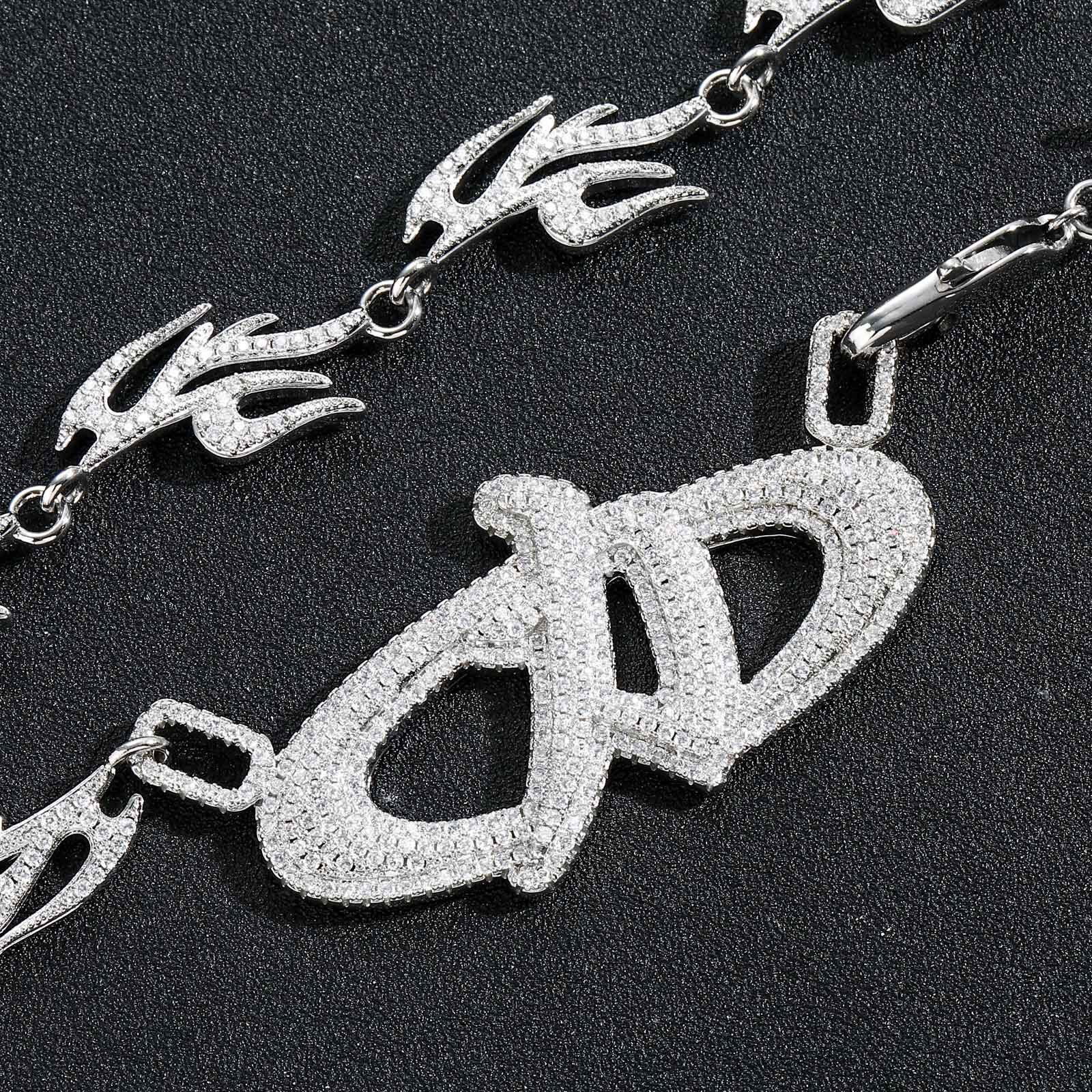 New Hip Hop Power Iced Out Mens Streetwear Rapper Niche Moissanite Swallow Bling Bling Necklace Pass the diamond tester