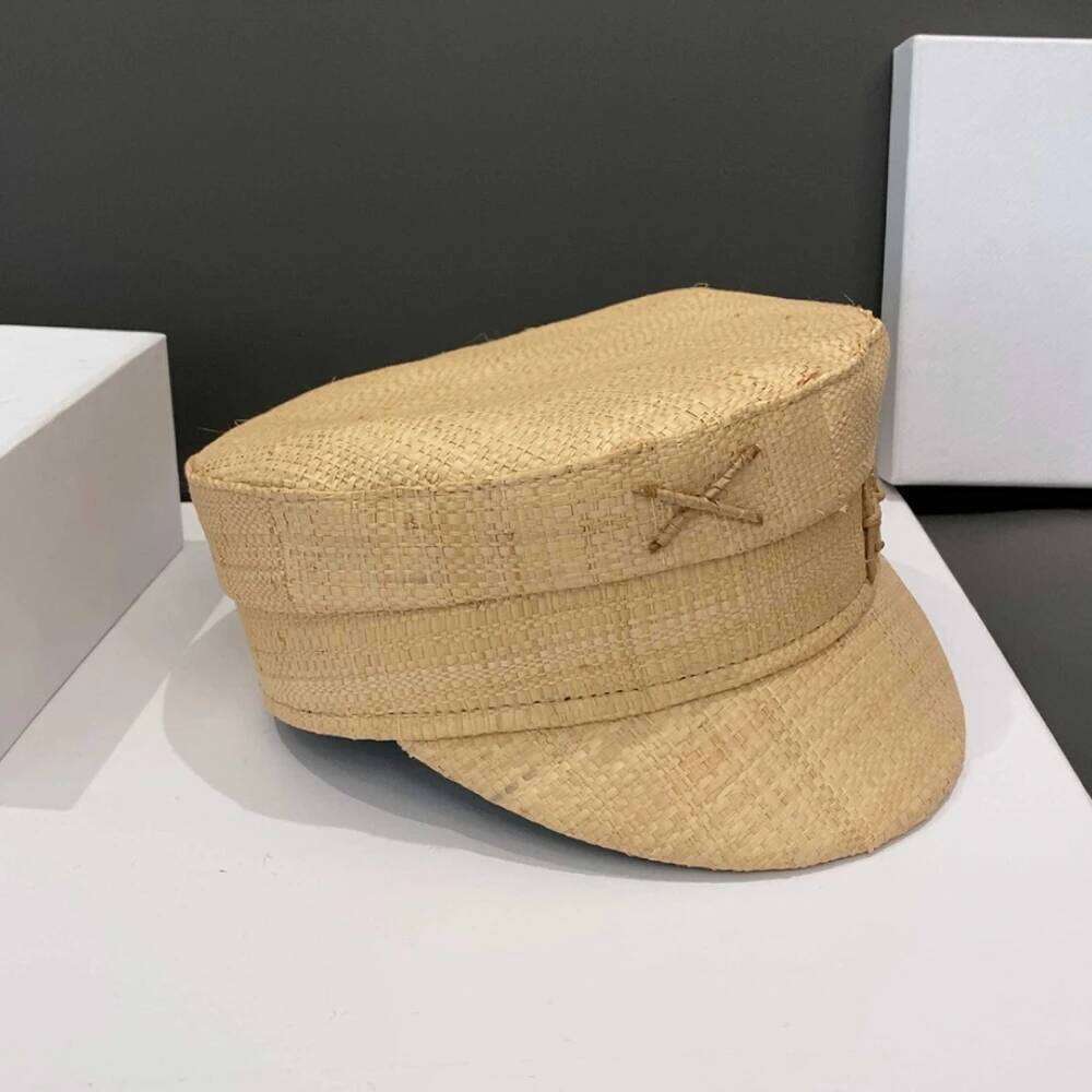 Spring and Summer Cap Newsboy Women Raffia Straw Flat Top Caps
