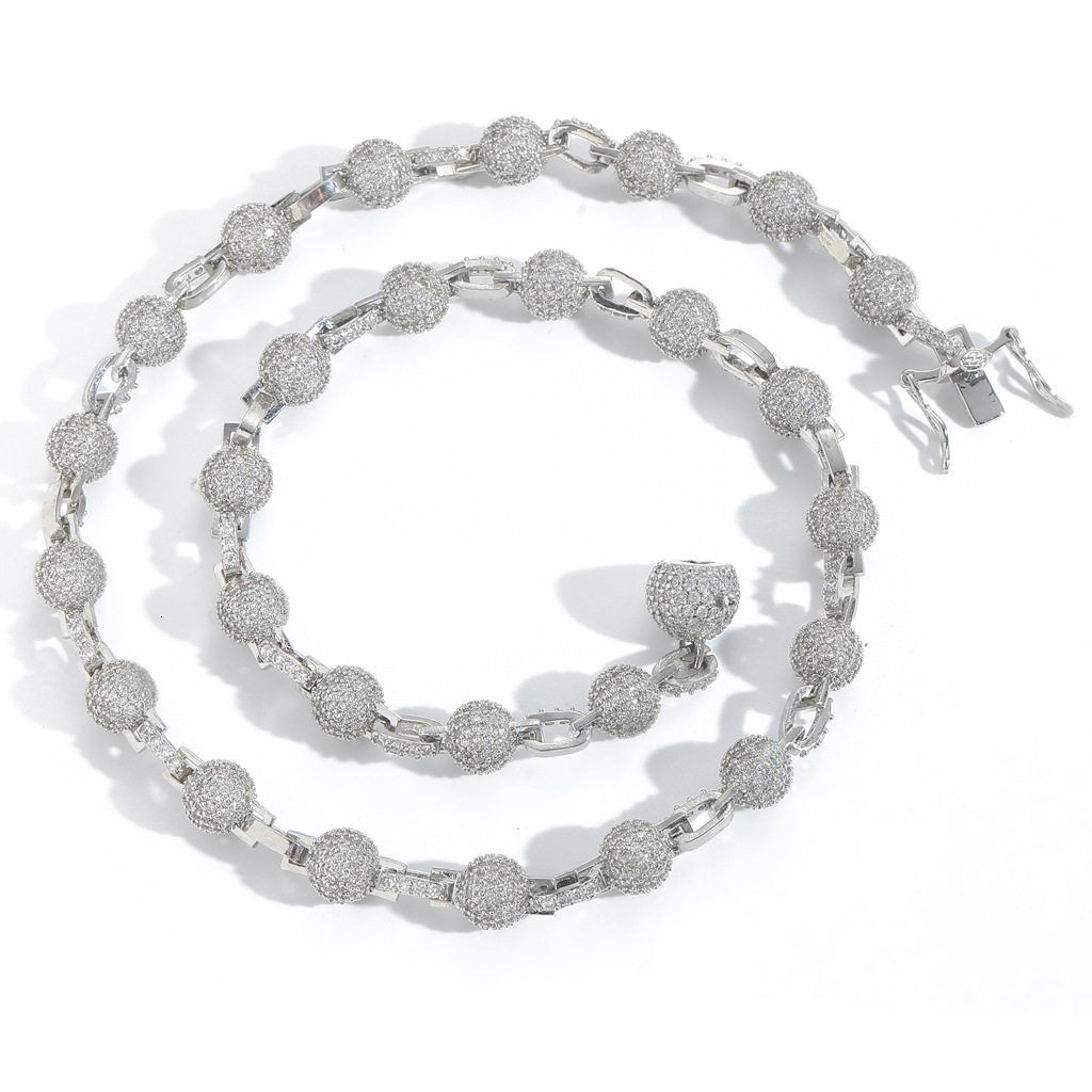 Hip Hop 8mm Bead Chain Trendy Unisex Collarbone Street Full Iced Out Luxury Accessory Bling Bling Necklace Pass the diamond tester