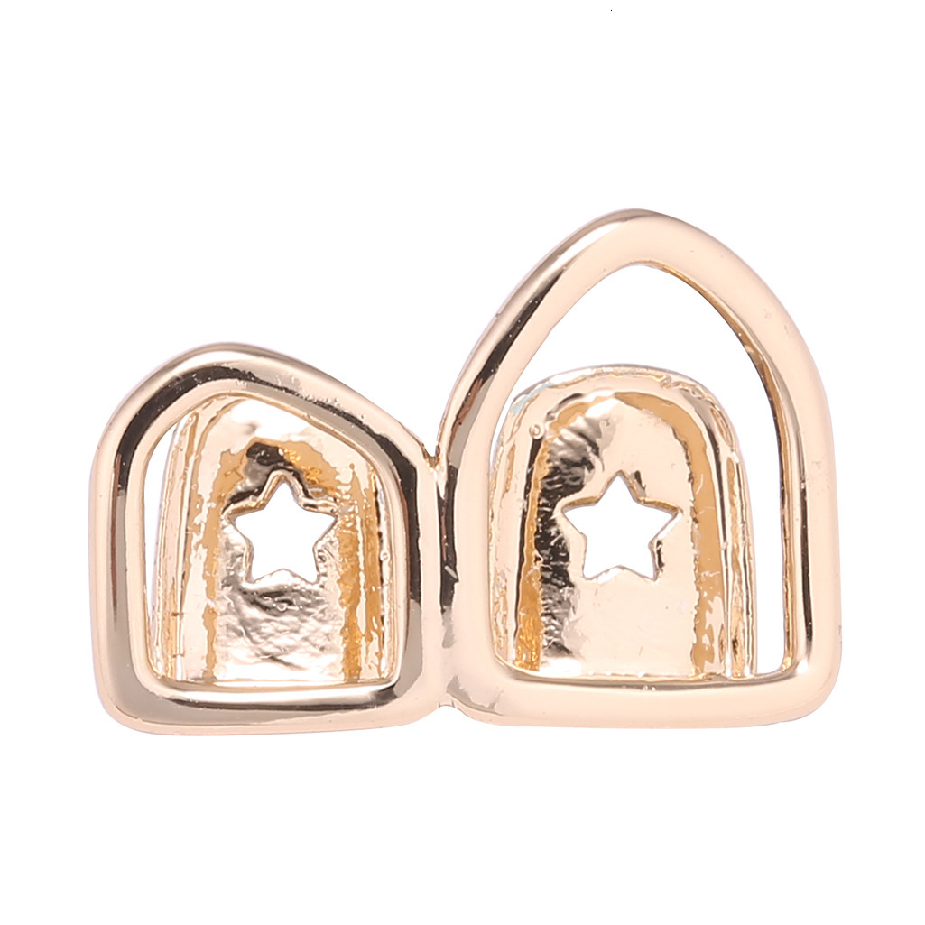 New Arrival 18K Gold Plated Hollow Pointed Fangs Hip Hop Grillz Stylish Luxury Cosplay Rapper Costume Accessories