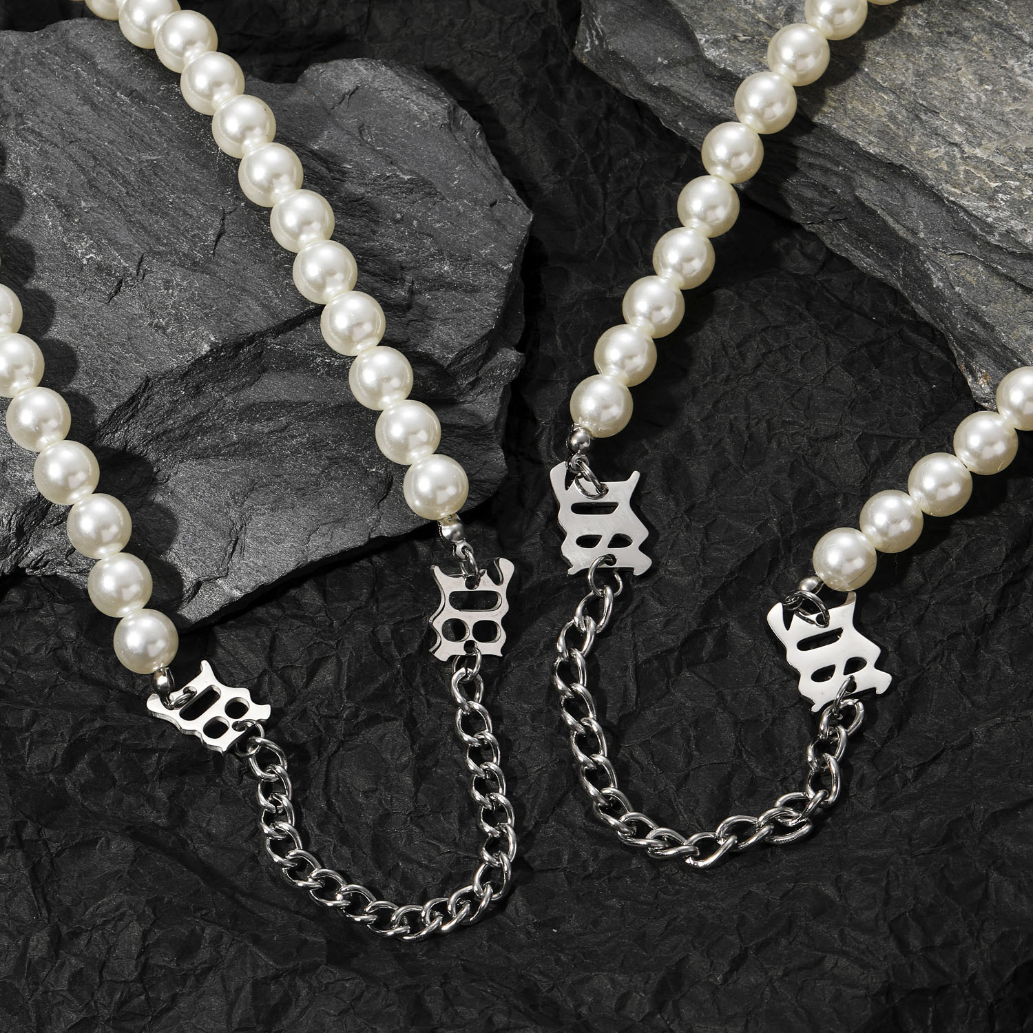 Luxury Moissanite Hip Hop M Letter Necklace Pearl Mix Choker Unisex Versatile Jewelry Pass the diamond tester