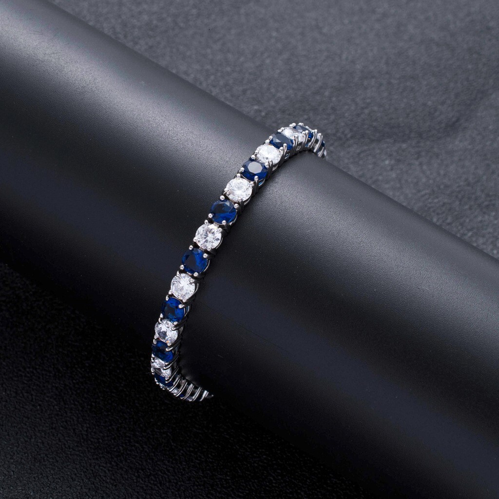 Mens Stylish Hip Hop 5mm Tennis Chain Blue White Colorful Moissanite Iced Out Bling Bling Necklace Pass the diamond tester