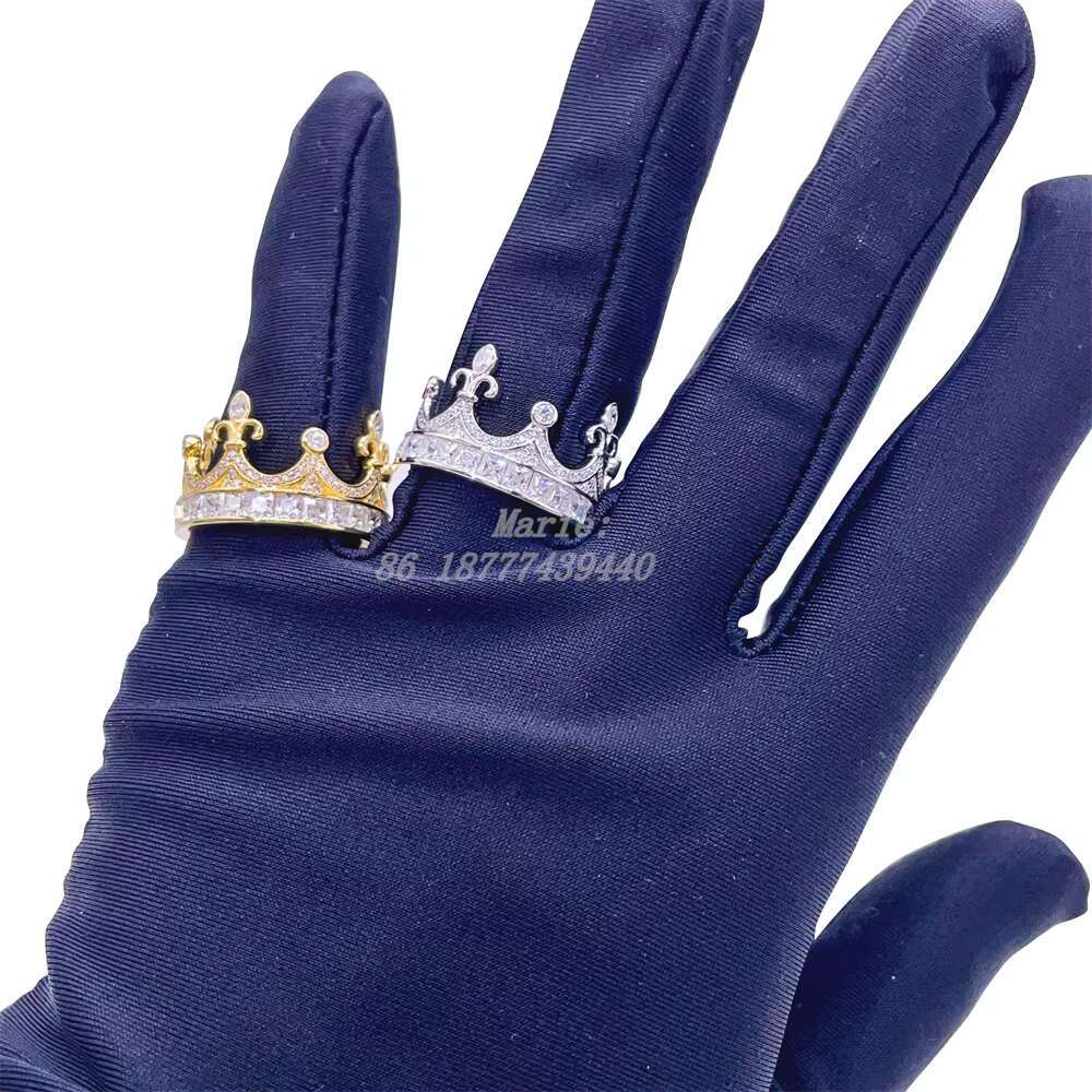 Crown Shape Fashion Jewelry 925 Siver Moissanite Pinky Finger Ring for Men Diamond Hip Hop Ring Iced Out Hip Hop Jewelry