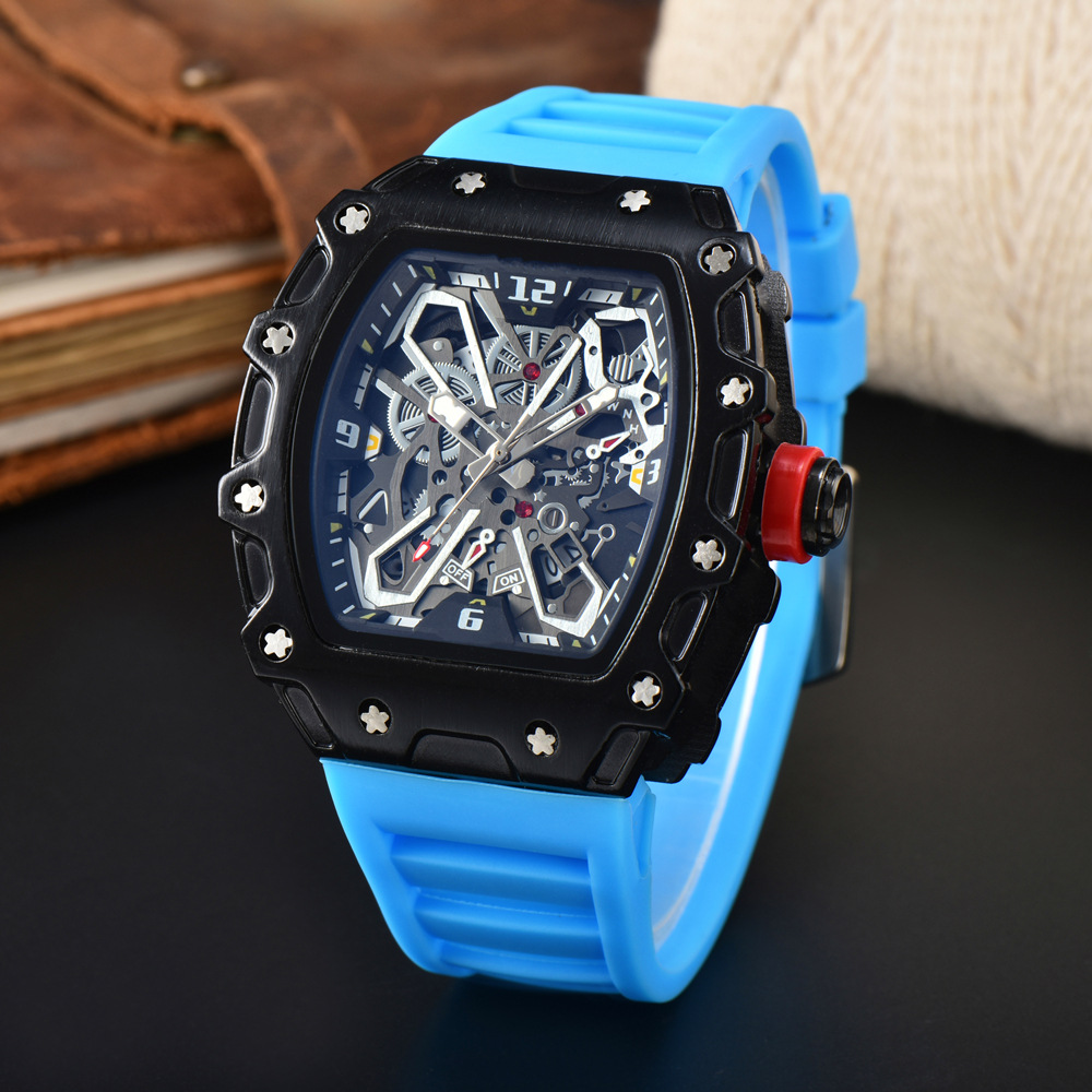 Watch Full Function Sapphire Mirror Mens Watches High Quality Date Adjust 47mm Quartz Watch Luminous Rubber Strap Waterproof Sport Watches