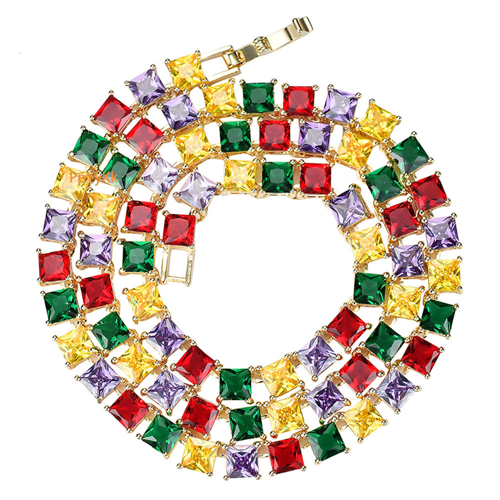 Colorful Luxury Necklace Micro Paved 4 Color VVS Moissanite Iced Out Hip Hop Jewelry Pass the diamond tester