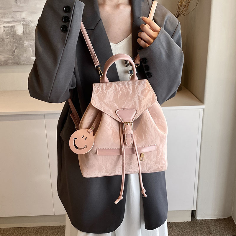 Double Shoulder Woven Texture Women's Backpack Free Shipping Designer Simple And Fashionable College Student Backpack Splicing Large Capacity Han