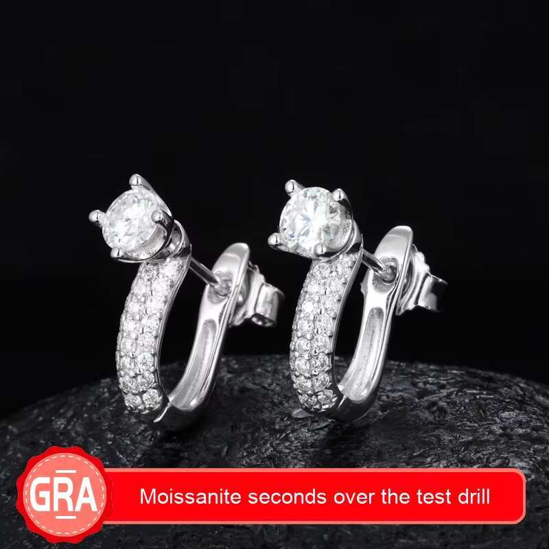 S925 Silver Moissanite Earrings Elegant U-Shaped Niche Design Simple and Exquisite Fashion Jewelry