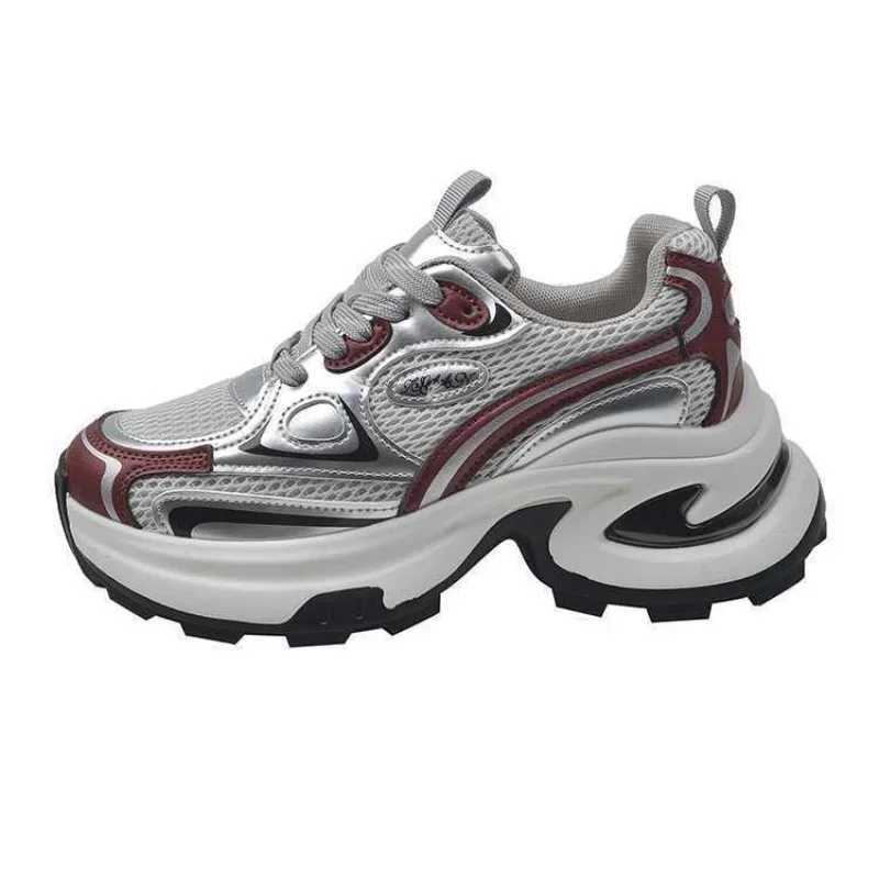 Wen Chunky Platform Sneakers 2025 Spring Leisure Comfort Thick Sole Breathable Mesh Shoes Women Lace Up Casual Sports Shoes Y250629