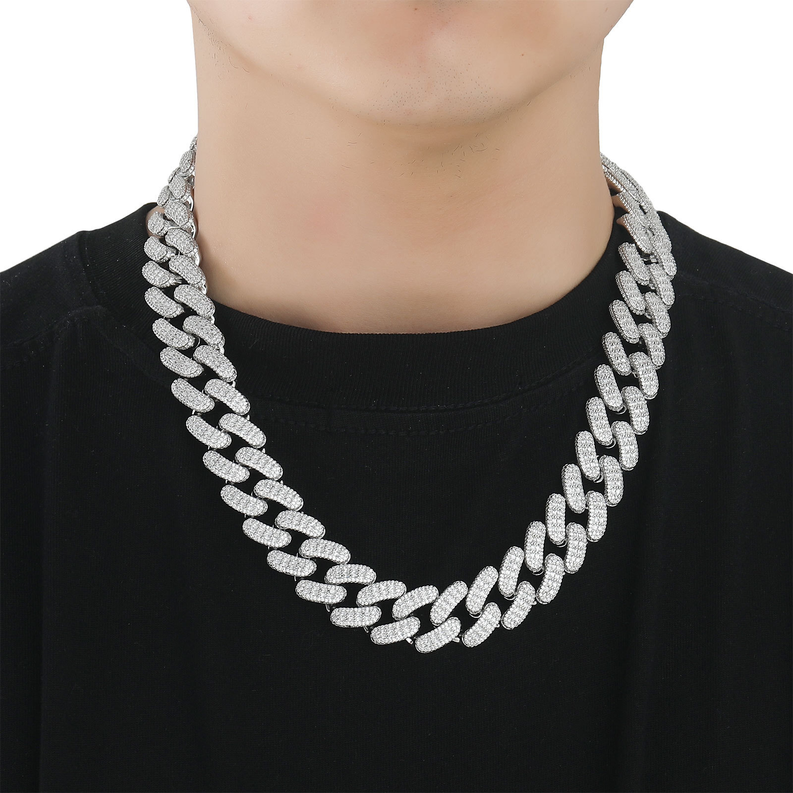 Hip Hop 20MM Baguette Moissanite Luxury Iced Out Cuban Chain Men's Hip Hop Jewelry Pass the diamond tester