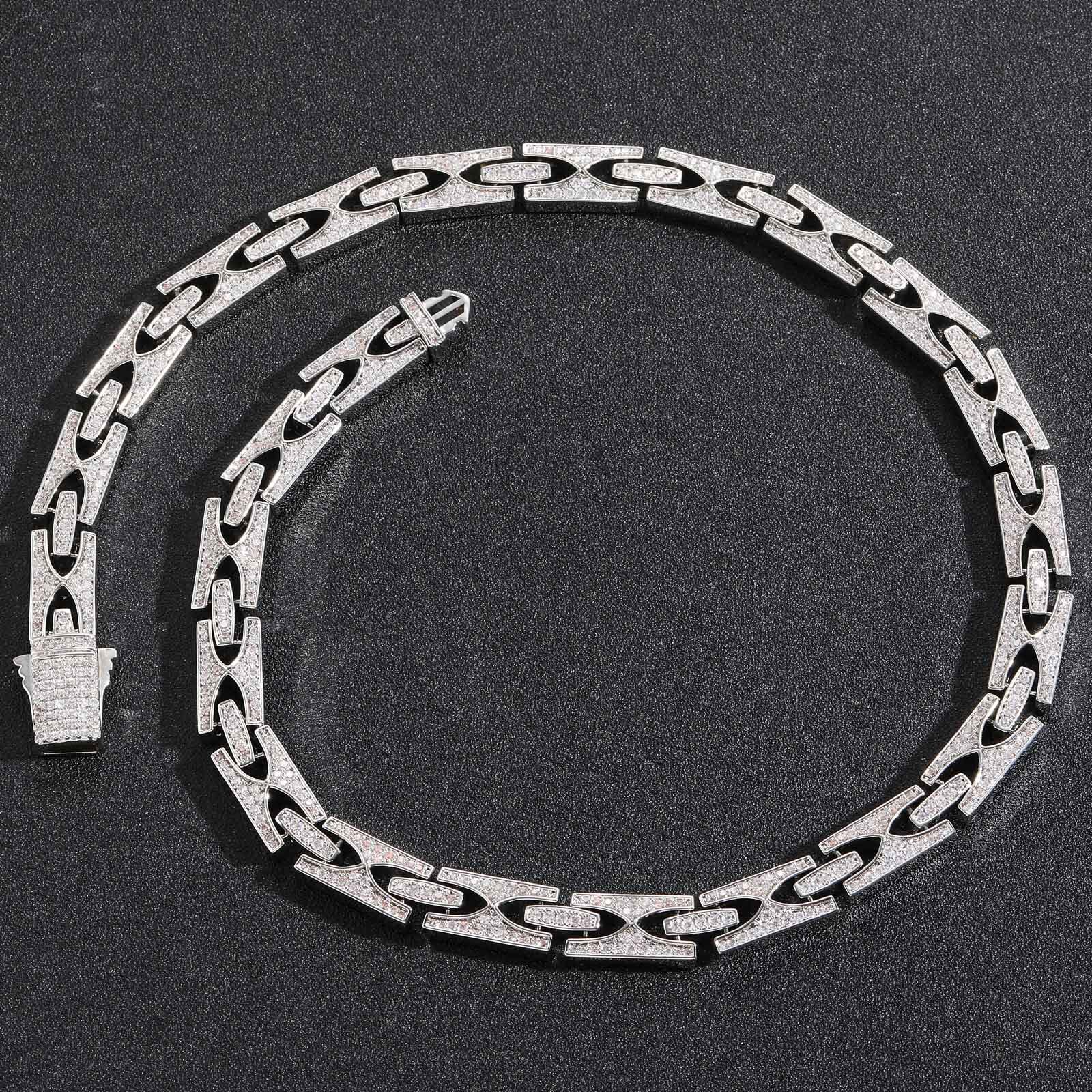 New H Shaped 10mm Spring Clasp Design Cuban Link Chain Iced Out VVS Moissanite Trendy Men's Accessory Necklace Pass the diamond tester