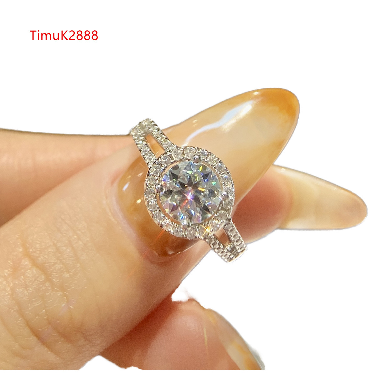 Fashionable 1CT Moissanite 2 Row Engagement Ring 925 Sterling Silver Jewelry for Women with GRA Diamond Certification