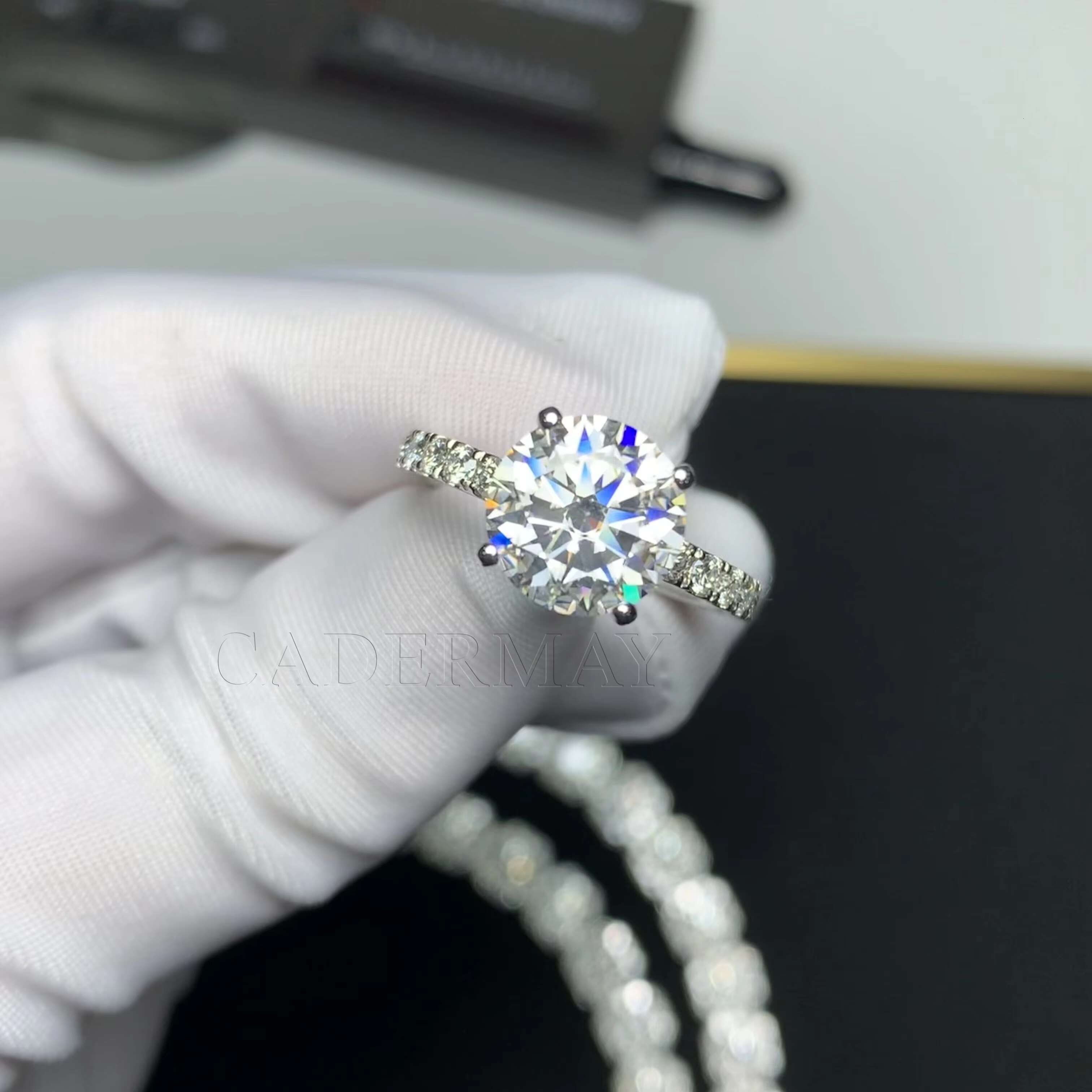 Luxury Moissanite Jewelry Round Elegant 14K Women Ring Big Rings Jewelry Women Vvs 10mm Moissanite Ring