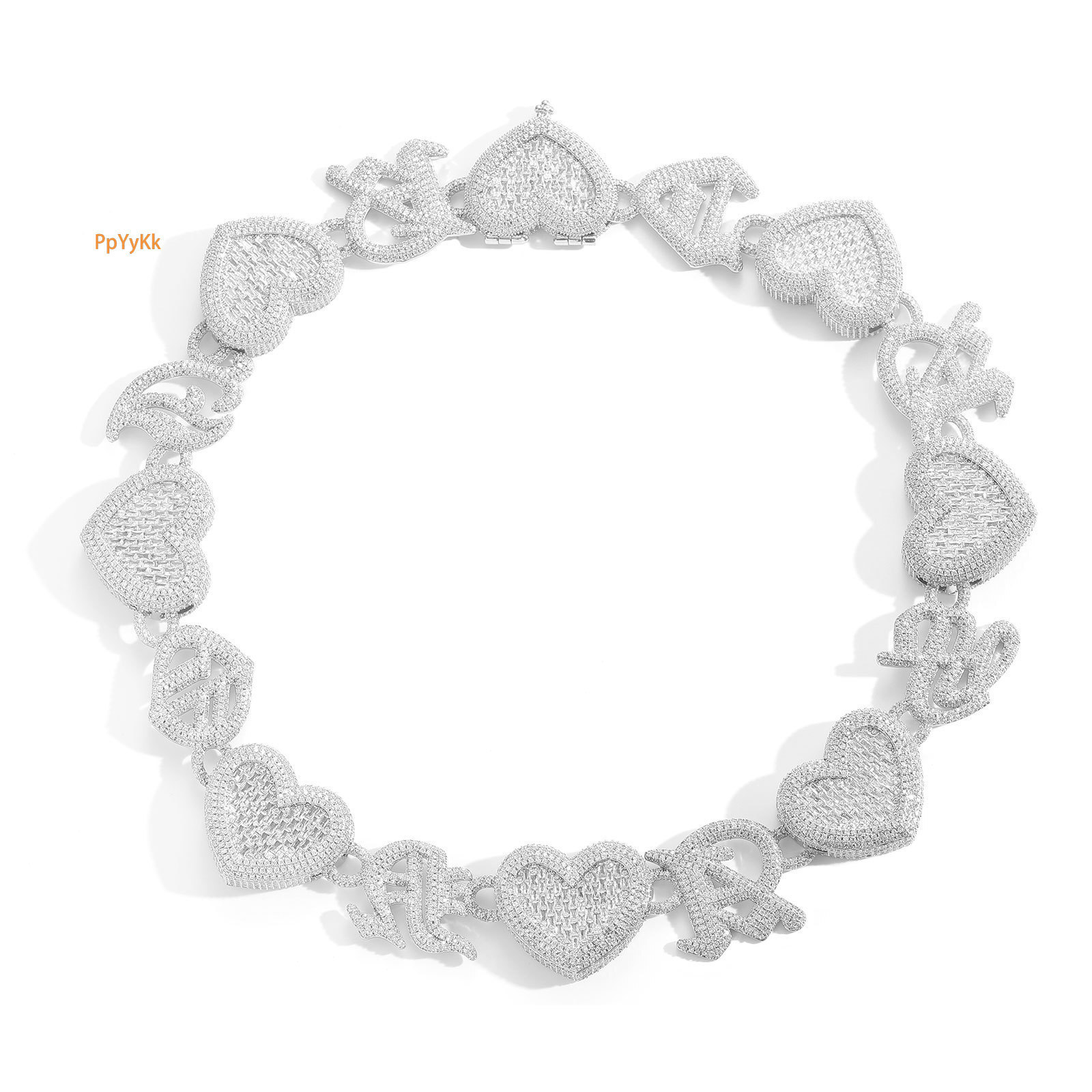 Top Moissanite New Heart Letter Necklace Heavy Iced Out Large Hip Hop Trendy Necklace Pass the diamond tester