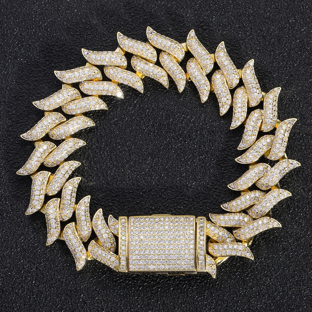 High Quality New 18mm Miami Lock Clasp Spike Thorn Cuban Necklace Full Iced Out Jewelry Bling Bling Necklace Pass the diamond tester
